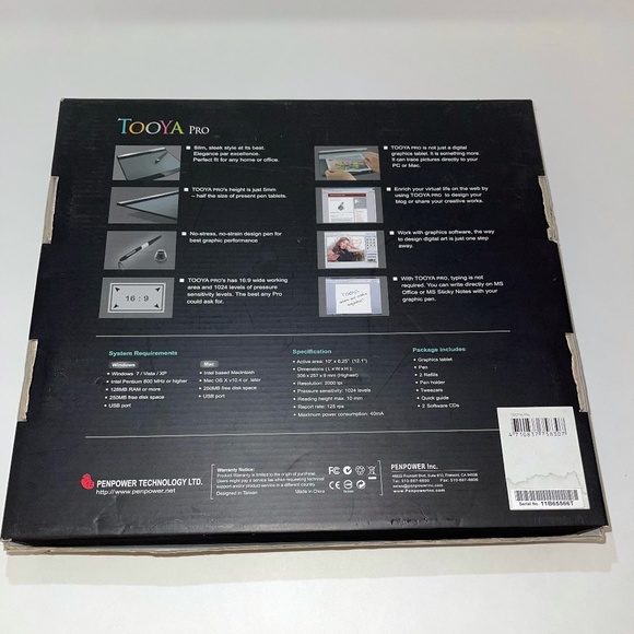 Pre-Owned Tooya Pro Professional Graphic Tablet Adobe Elements 7 Slim USB Pen - Picture 2 of 3
